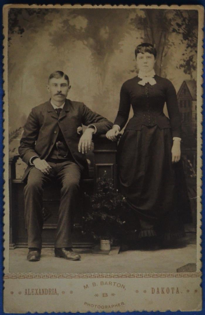 Cabinet Photo Couple Dark Clothes Barton Alexandria Dakota Territory Late 1880s