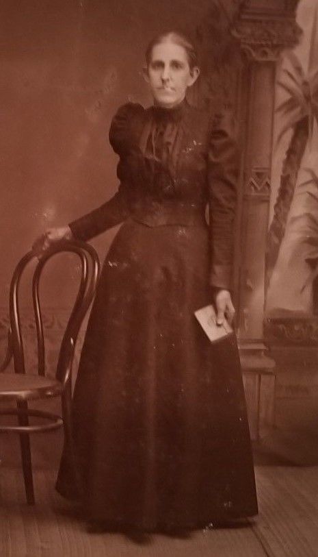 Antique Cabinet Card Photo Lady in Mourning by Empty Chair