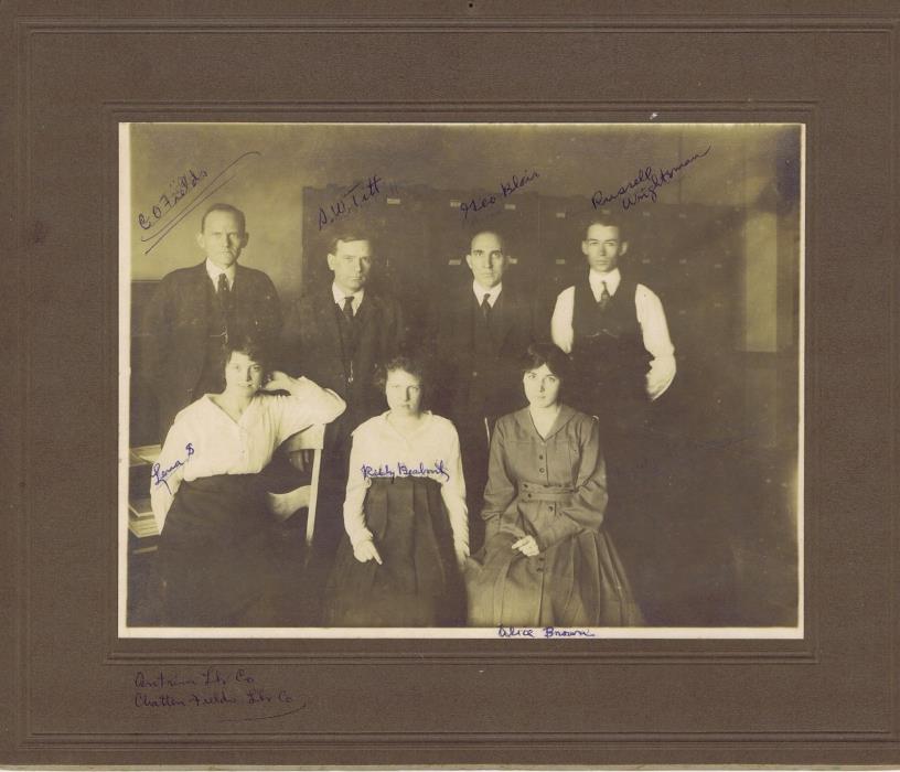 Lumber company personnel cabinet photograph Kansas City Missouri early 1900s IDs