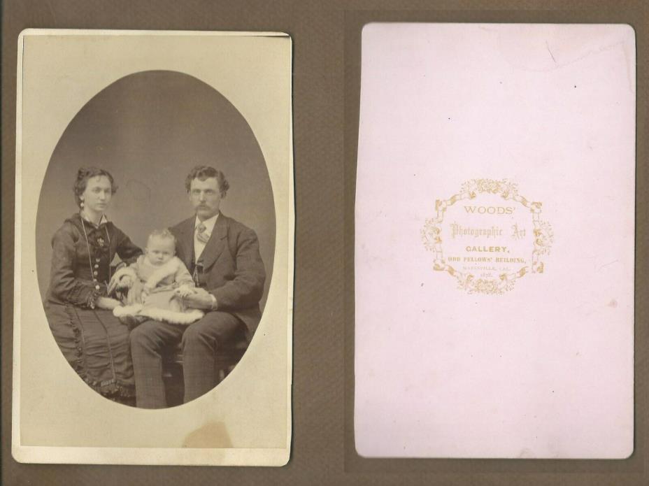 1878 Maryville CA, neat couple with cozy coat baby between them, Woods fotog.