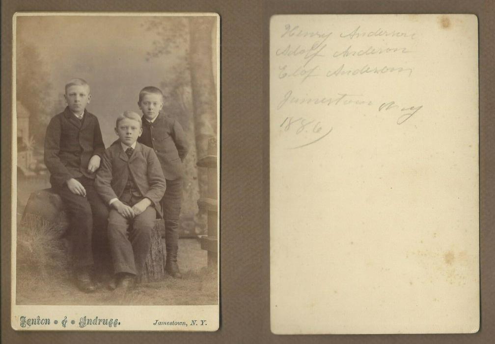 1886 Jamestown NY, Anderson brothers Henry,Adolf, & Elof, Fenton Andruss fotog