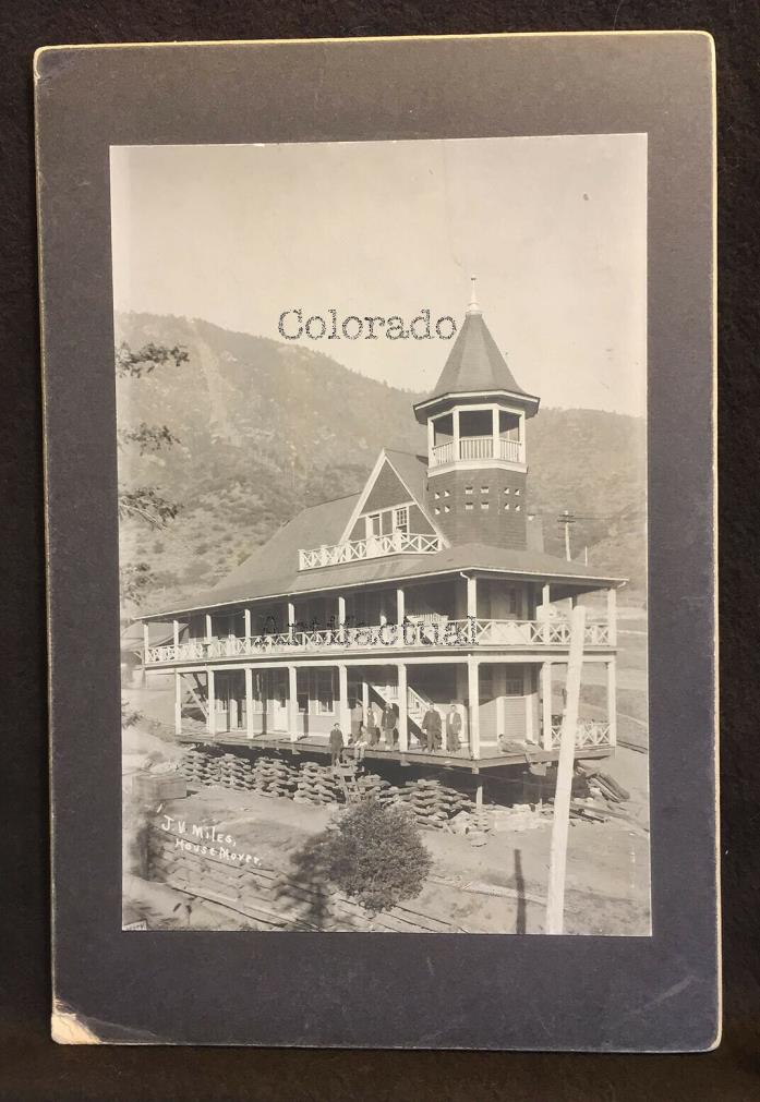 IRON SPRINGS HOTEL MANITOU COLORADO being moved by JV Miles Hiestand photo 1910