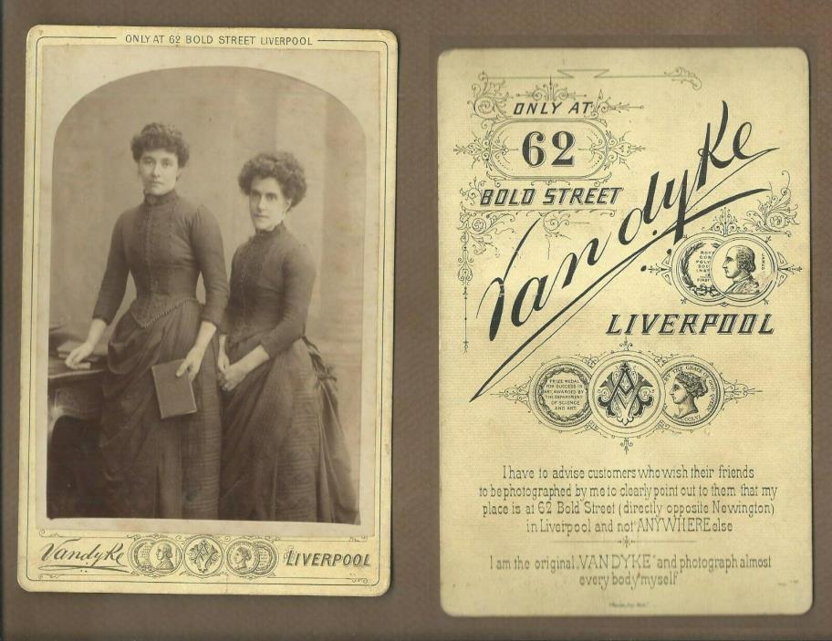 c1885 Curly hair corset sisters, Liverpool England, A Vandyke photographer