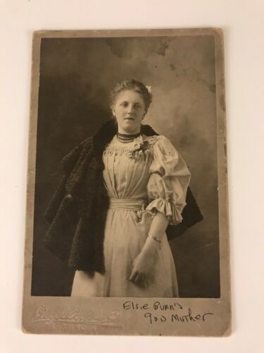 Antique Cabinet Card Photo Lady Dressed Up 1897 Siegel Cooper Photography Studio