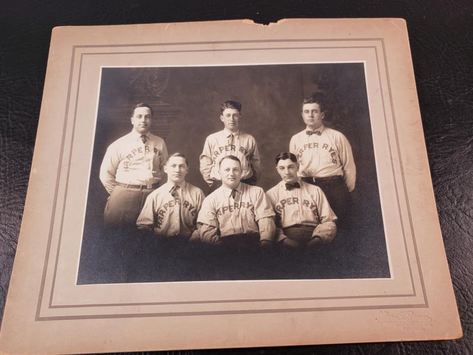 Antique Group Photo Bartenders Harper Rye's Cabinet Card  Baseball Team