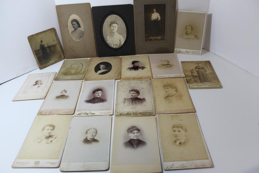 19 Antique Victorian Cabinet Cards Photographs Photos Women Ladies