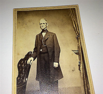 Antique Civil War Era Tall Old Victorian Gentleman Beard, Long Coat! CDV Photo!
