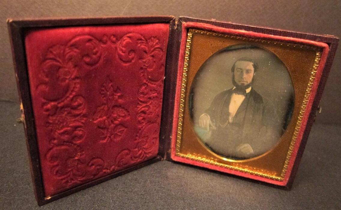 Daguerreotype Sixth Plate Man with Books Tinting