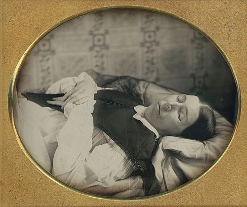 Post Mortem Young Woman In Bed Print Wallpaper 1/6 Plate Daguerreotype D780