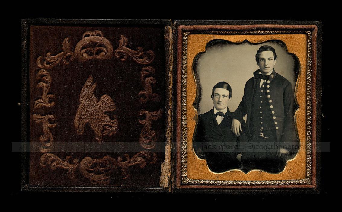 pre civil war military daguerreotype army or navy soldier / star on collar eagle