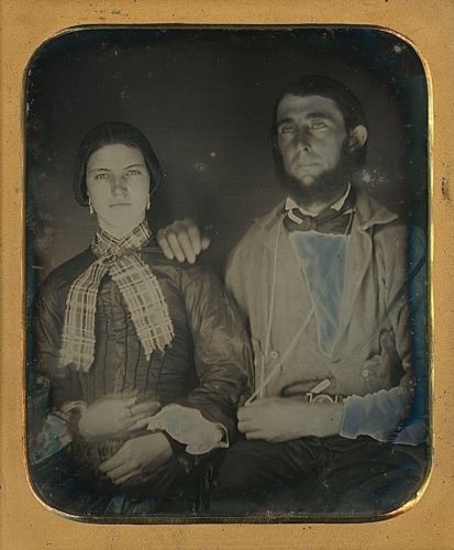 California Gold Miner with Knife + Gorgeous Woman 1/6 Plate Daguerreotype D792