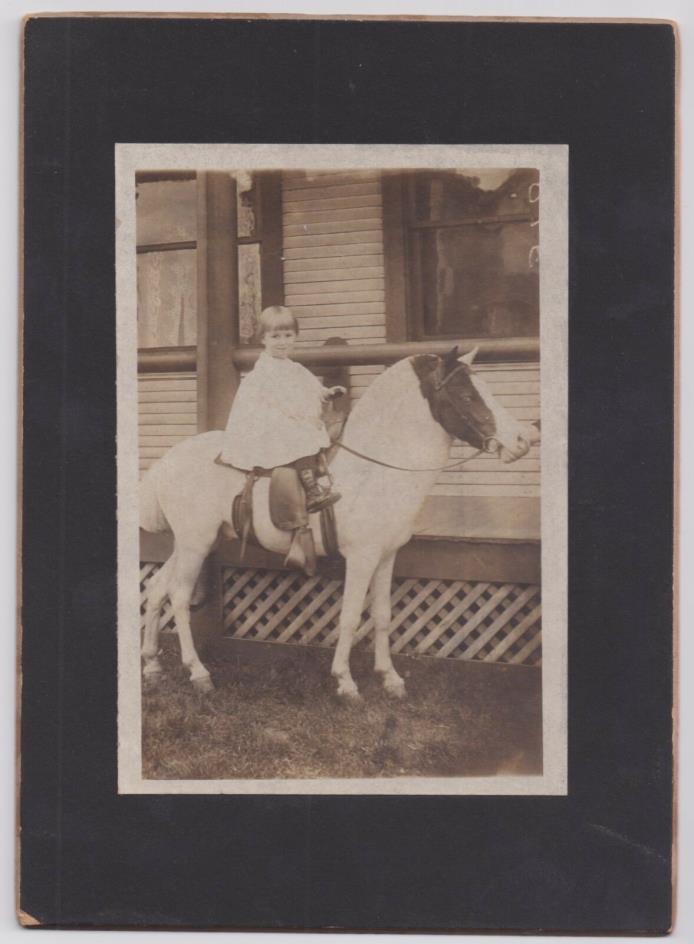 Antique Photo on Card - Young Child on Horse - Circa 1900