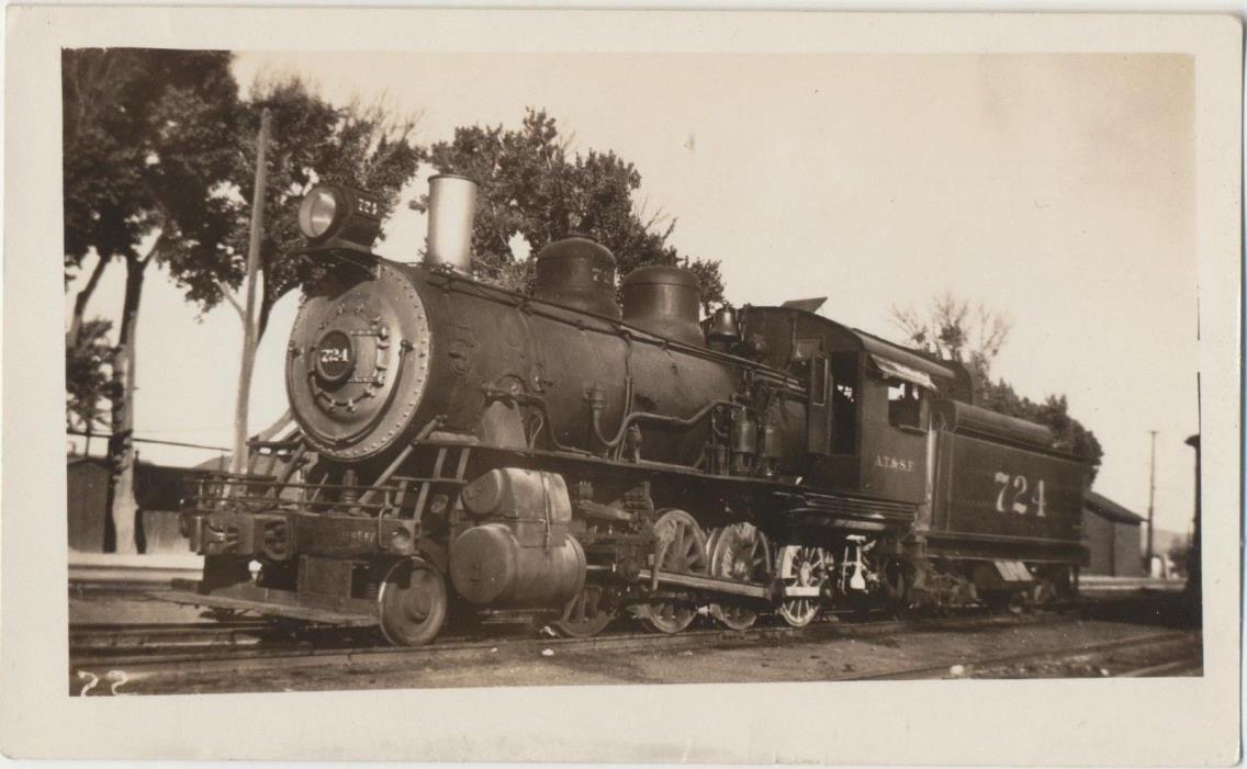Vtg 1933 Real Photo A T S F Railroad 2-8-0 San Diegan Train #724 @ Seligman, AZ