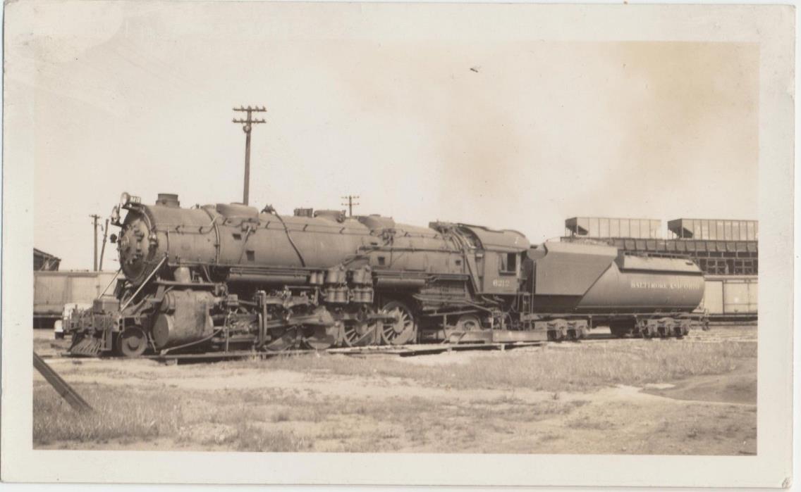 1930s Real Photo B&O Railroad 2-10-2 Steam Engine Train #6212 Willard, Ohio ??