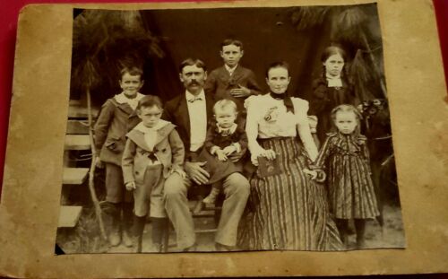 Vintage 1890's Family Portrait Photo Husband Wife Children