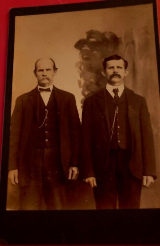 Vintage 1890's Photo Two Men Mustaches Ties Portrait