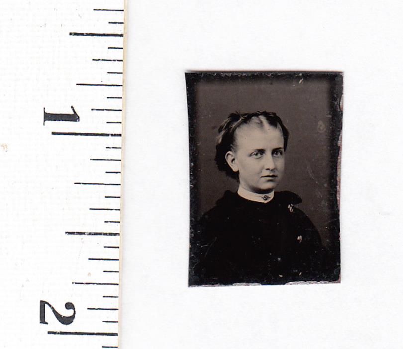 Original Civil War Era Miniature Gem Tintype Photo..Pretty Young Woman...#797d29