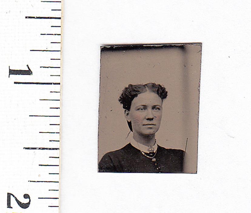 Original Civil War Era Miniature Gem Tintype Photo..Pretty Woman...#797d28
