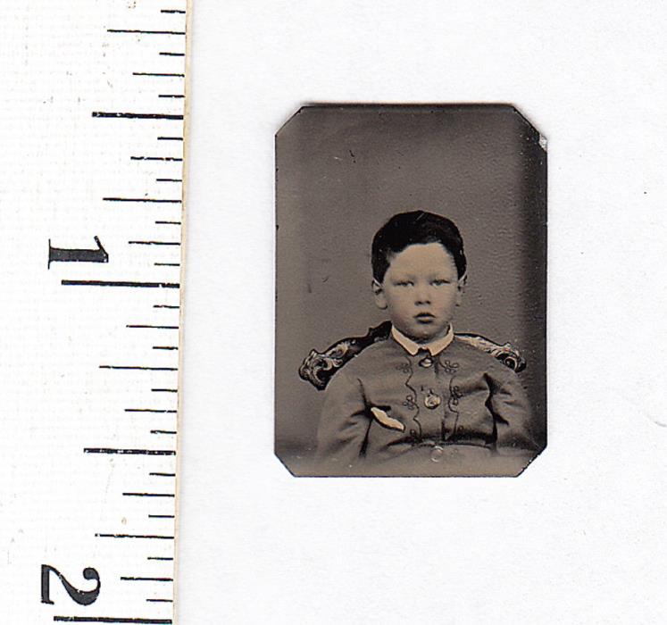 Original Civil War Era Miniature Gem Tintype Photo..Cute Little Boy...#797d12