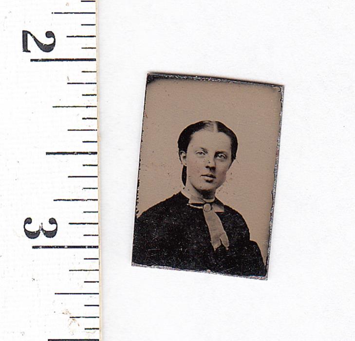 Original Civil War Era Miniature Gem Tintype Photo..Pretty Young Woman...#797d23
