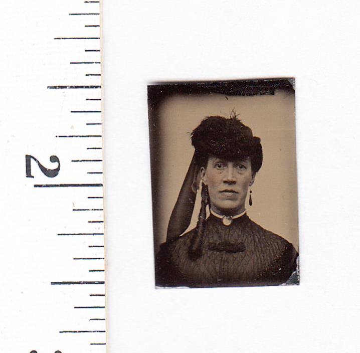 Original Civil War Era Miniature Gem Tintype Photo..Pretty Young Woman...#797d7