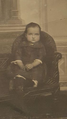 Vintage Antique Tintype Photograph Baby Toddler Girl? Boy?