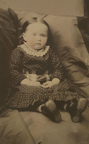 Vintage Antique Tintype Photograph Baby Girl Toddler Rosy cheeks