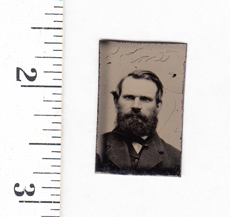 Original Civil War Era Miniature Gem Tintype Photo ..Bearded Man...#797d20