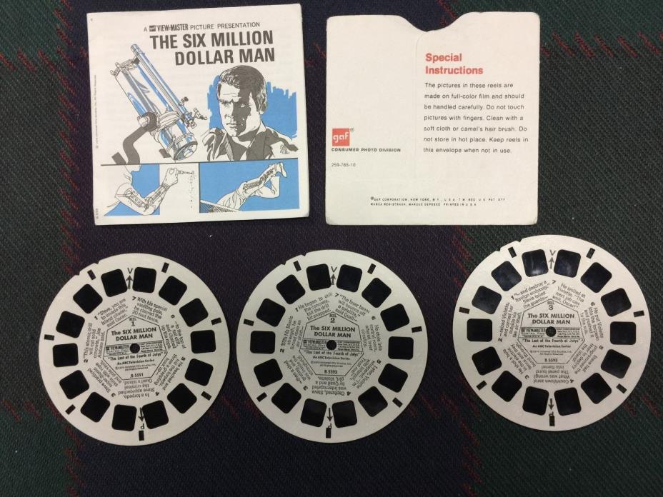 View-Master B559, The Six Million Dollar Man, 1974, 3 Reel Set & Booklet