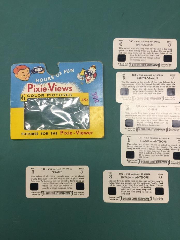 Pixie-Views - Story-View - #100 Wild Animals of Africa - Church Craft - VG