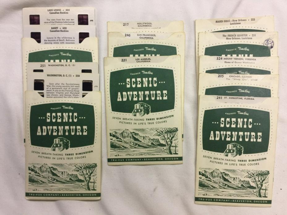 Lot of 12 - Vintage Tru-Vue - Scenic Adventures - 1950's - as pictured - EXC