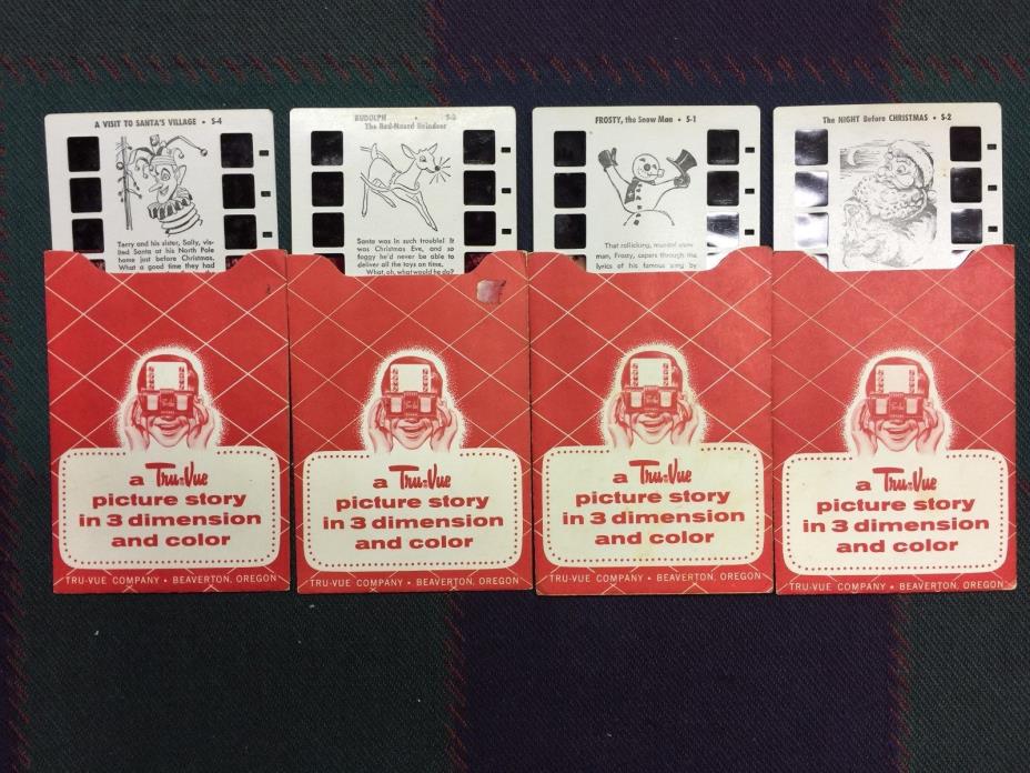 4 Vintage Tru-Vue Picture Story - Christmas Themes  S-1, 2, 3, 4 - 1950's - EXC