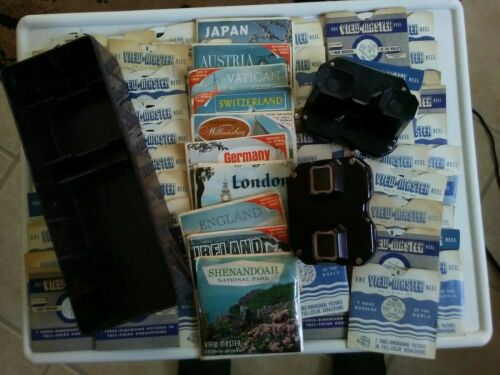 LOT OF 2 Vintage Sawyer's View Master Viewers 150 + Reels Case NICE VARIETY