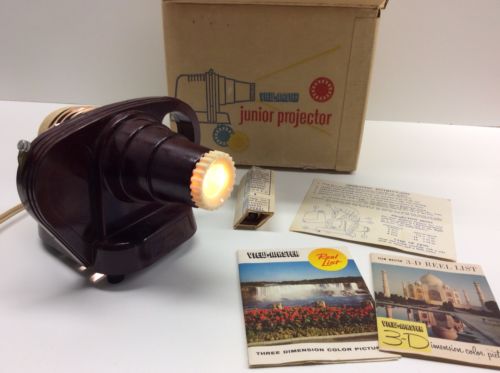 Vintage Sawyer’s View-Master Junior Projector Bakelite With Box Reel Bulb K2