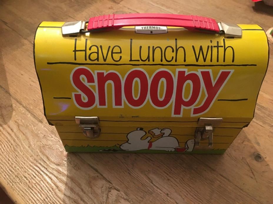 Vintage 1968 Metal Peanuts Have Lunch with Snoopy Lunch Box & Thermos