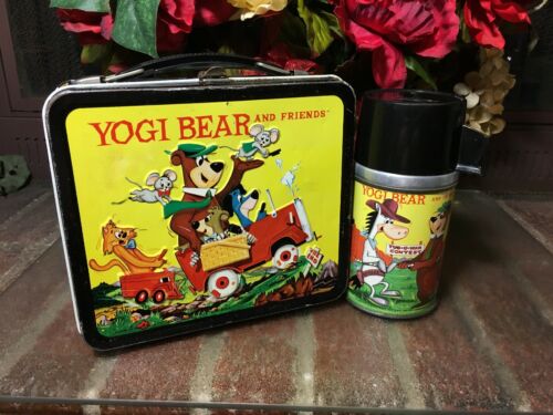 BOO-BOO!! Vtg 1961 Yogi Bear & Friends Metal Lunchbox W/ Matching Thermos