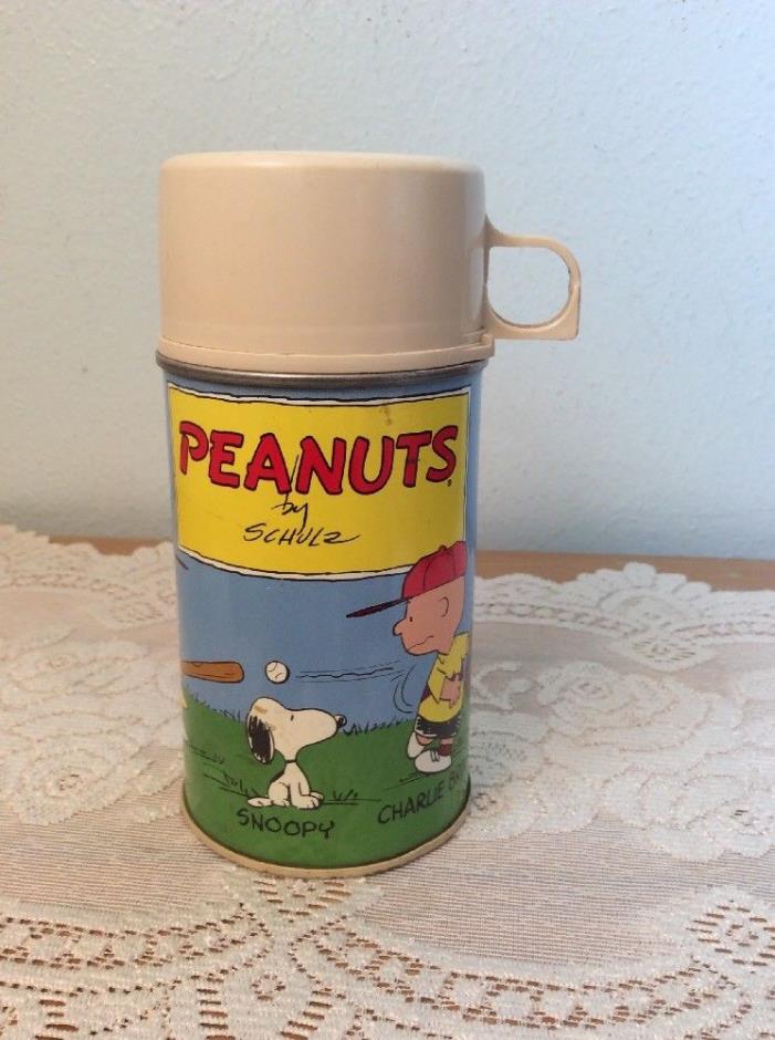 Vintage 1959 Peanuts Charlie Brown Snoopy Thermos Metal #2868 for Lunch Box