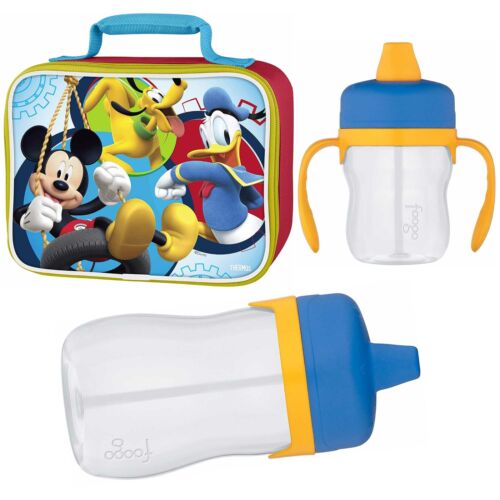 Thermos Soft Lunch Kit w/ 8oz & 11oz Sippy Cup Drink Bottle - Mickey Mouse
