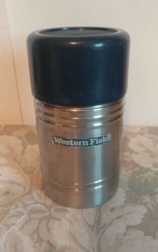 Vtg Western Field/ Montgomery Ward / 14 Oz. Stainless Steel Thermos w/ Lid