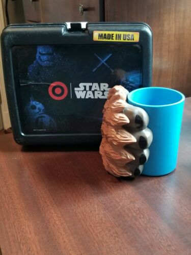 Star Wars Thermos Plastic Lunch Box w/ Drink it Up Fuzzball Drink Wookie Koozie