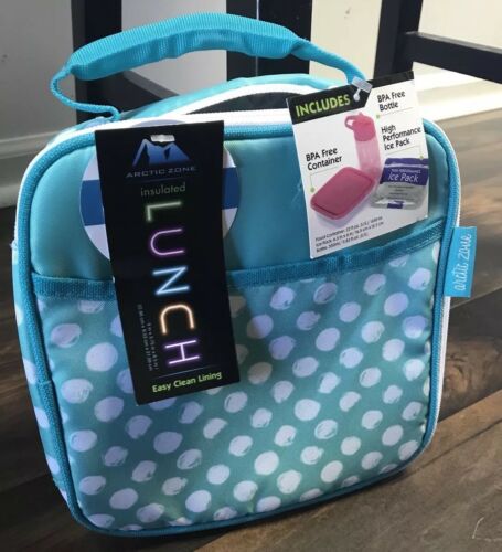 Artic Zone Insulated Lunch Box Turquoise Polka Dots