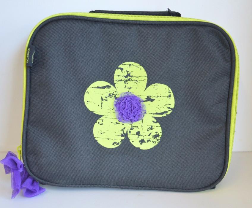 NW School Lunch Sack Lunchbox Flower Yellow Black  Insulated Lead Safe Zipper