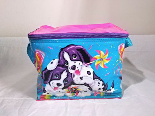 Vintage 80s Lisa Frank Lunch Bag Puppies Violet And Velvet Lunchbox Soft Box Dog