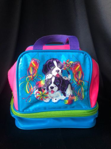 Lisa Frank Rare Insulated Lunch Box Tote Bag Puppy Dogs Vintage 2 Parts Vinyl