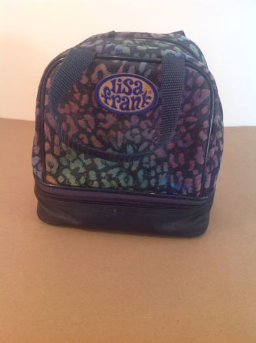 Vintage Lisa Frank Animal Print Textured Lunch Bag Box Zip Cooler Insulated Tote