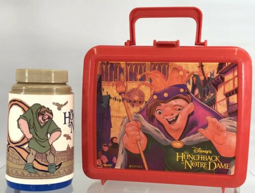 Disney Hunchback Of Notre Dame Quasimodo Aladdin Plastic Red Lunch Box Thermos