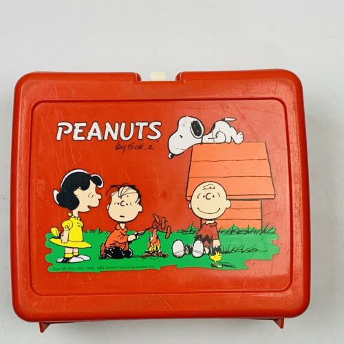PEANUTS Thermos Red Plastic LUNCH BOX W/Thermos