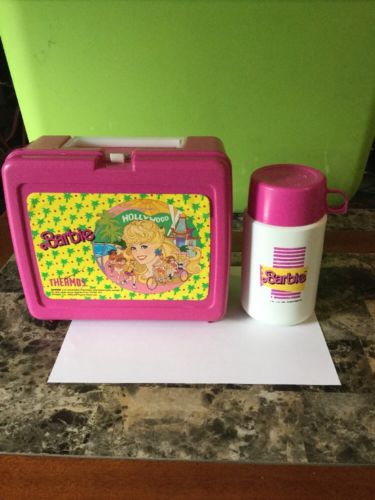 Vintage 1988 Barbie Hollywood Plastic Lunchbox With Thermos