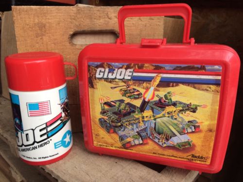 GI Joe Red Plastic Lunchbox (1990) and Thermos (1991) Hasbro, Aladdin Industries