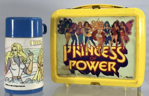 Vintage She Ra Princess Of Power Yellow Plastic Lunch Box Blue Thermos 1985 Rare